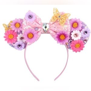 Encanto Disney Minnie Mouse Ear Headband Pink Sequins Hair Bow